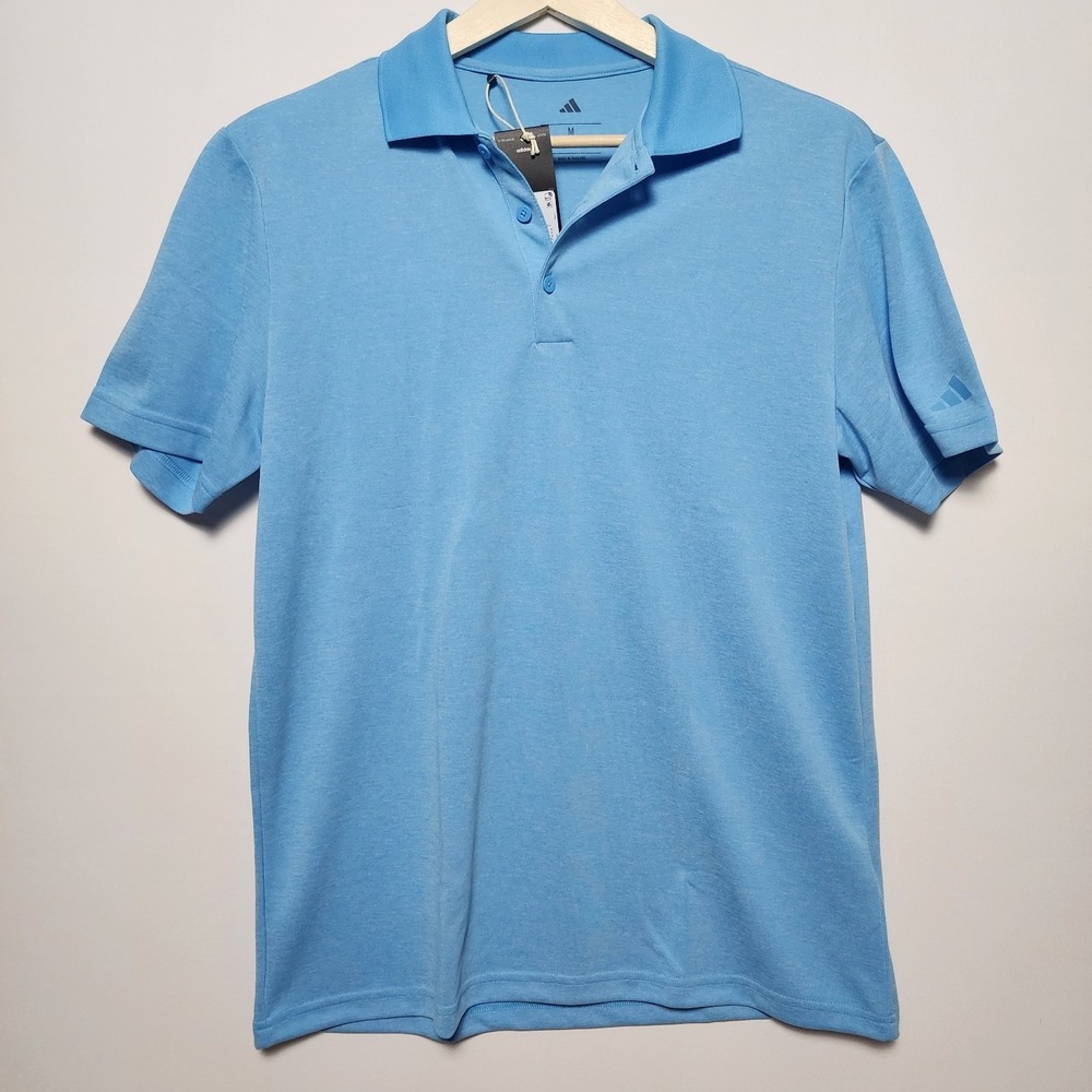 Adidas Performance Heather Polo Shirt Blue Short Sleeve Mens Size Medium IN6417